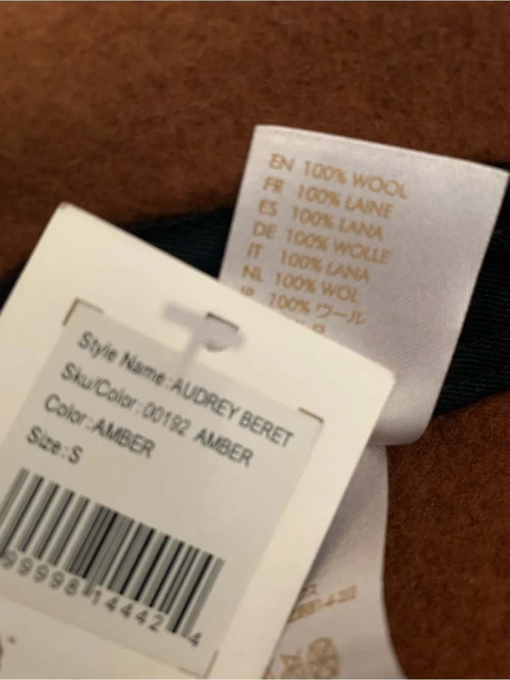 NWT Brixton Audrey Beret Amber Brown Wool French Parisian Hat Size Small